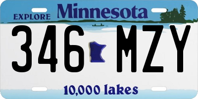 MN license plate 346MZY