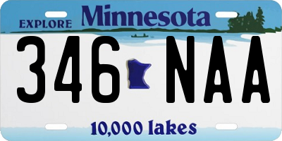 MN license plate 346NAA