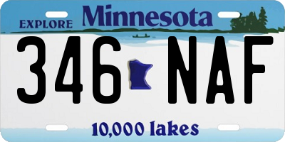 MN license plate 346NAF