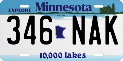 MN license plate 346NAK