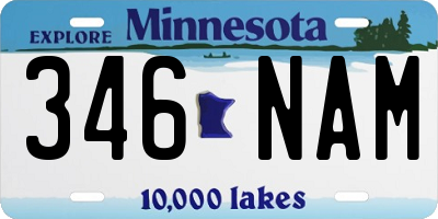 MN license plate 346NAM
