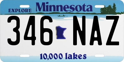 MN license plate 346NAZ