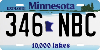 MN license plate 346NBC