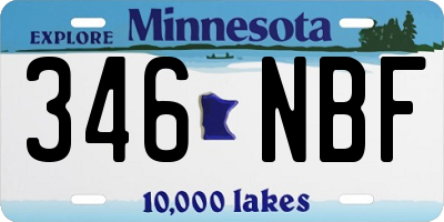 MN license plate 346NBF