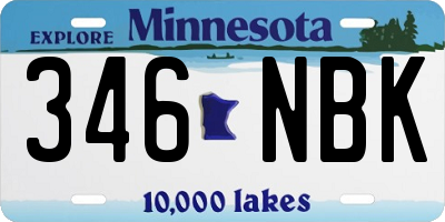 MN license plate 346NBK