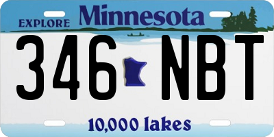 MN license plate 346NBT
