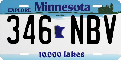 MN license plate 346NBV
