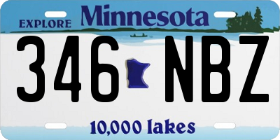 MN license plate 346NBZ