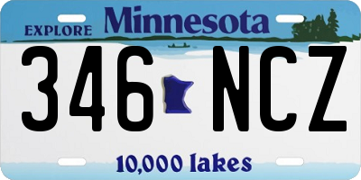 MN license plate 346NCZ
