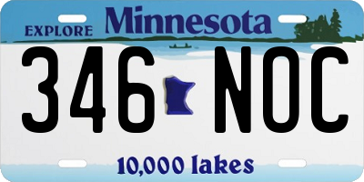 MN license plate 346NOC