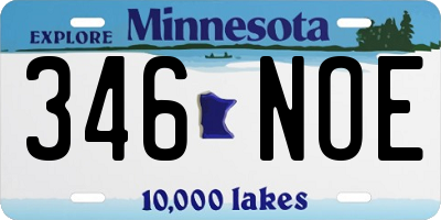 MN license plate 346NOE
