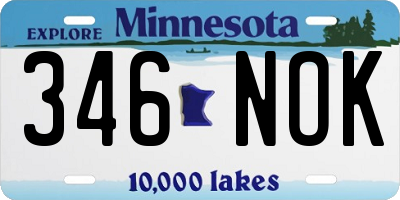 MN license plate 346NOK
