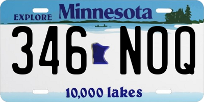 MN license plate 346NOQ