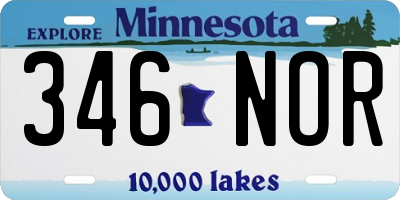 MN license plate 346NOR