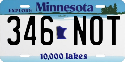 MN license plate 346NOT