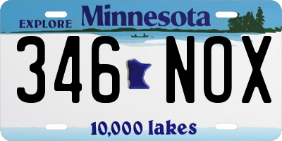MN license plate 346NOX