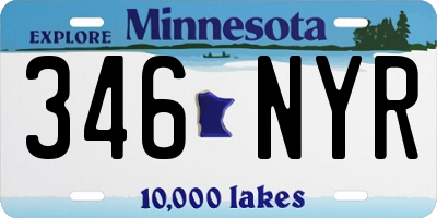 MN license plate 346NYR
