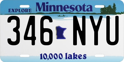 MN license plate 346NYU