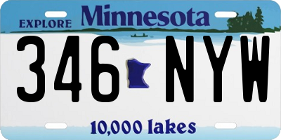 MN license plate 346NYW