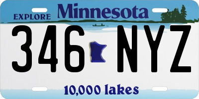MN license plate 346NYZ