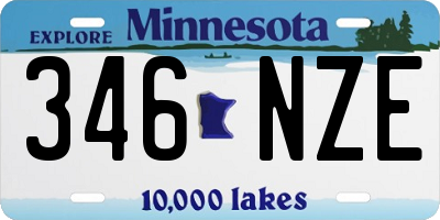 MN license plate 346NZE