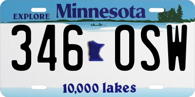 MN license plate 346OSW