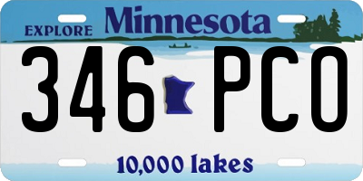MN license plate 346PCO