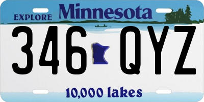 MN license plate 346QYZ