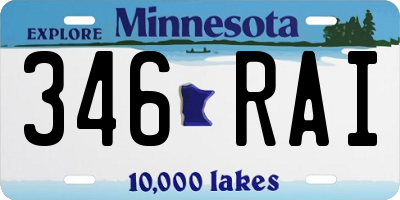 MN license plate 346RAI