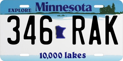 MN license plate 346RAK