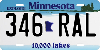 MN license plate 346RAL