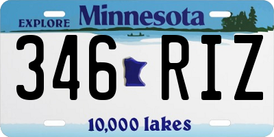 MN license plate 346RIZ