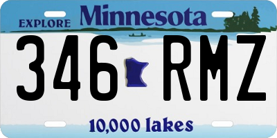 MN license plate 346RMZ