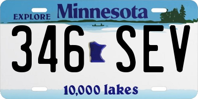 MN license plate 346SEV