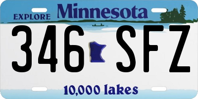 MN license plate 346SFZ
