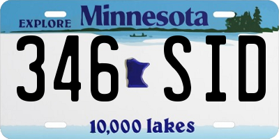 MN license plate 346SID