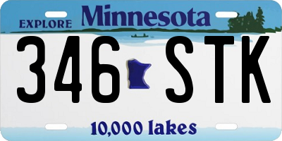 MN license plate 346STK
