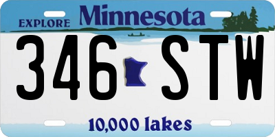 MN license plate 346STW