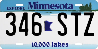 MN license plate 346STZ