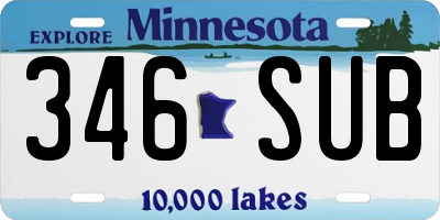 MN license plate 346SUB
