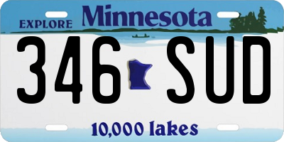 MN license plate 346SUD