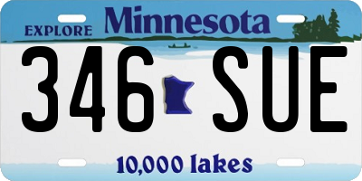 MN license plate 346SUE