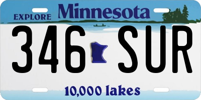 MN license plate 346SUR