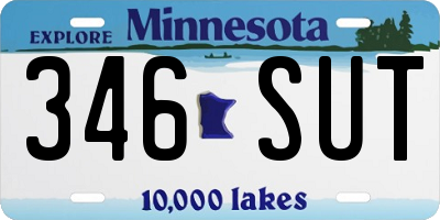MN license plate 346SUT