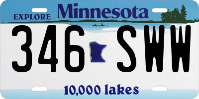 MN license plate 346SWW