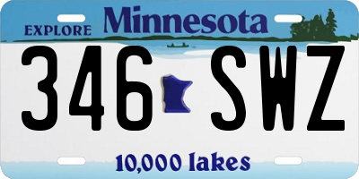 MN license plate 346SWZ