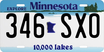 MN license plate 346SXO