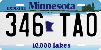 MN license plate 346TAO
