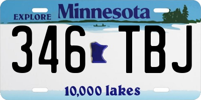MN license plate 346TBJ