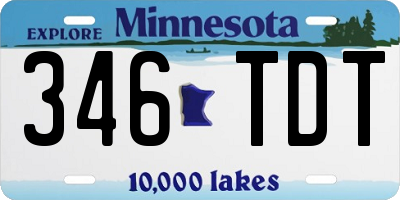 MN license plate 346TDT